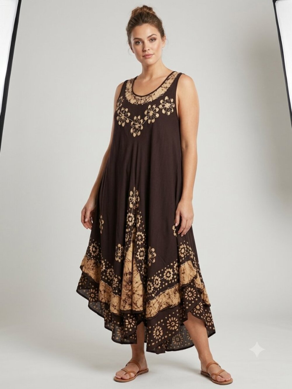 Asymmetrical Floral Embroidered Sheer Dress L Boho Fairy Renfair Fae Lagenlook